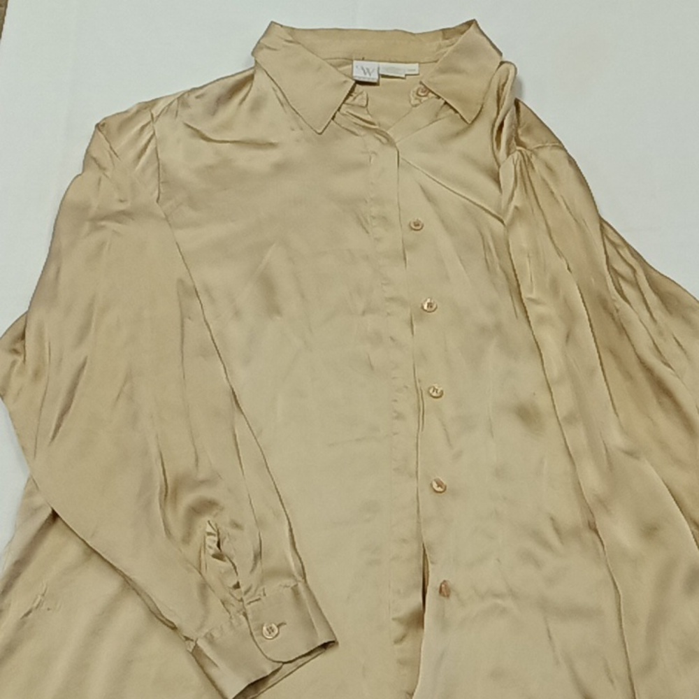Women's 100% silk button-down shirt